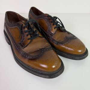 Vintage Nunn Bush Two Tone Brown Wingtip Brogue Oxford Dress Shoes Mens 7.5D USA